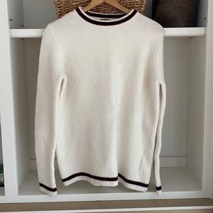 Zara oversize knit sweater, cream with blue/red
